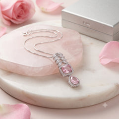 Romantic Blush Pink Gemstone Pendant Necklace