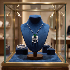 Royal Emerald Chandelier Pendant Necklace (Silver)