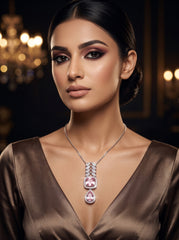 Romantic Blush Pink Gemstone Pendant Necklace